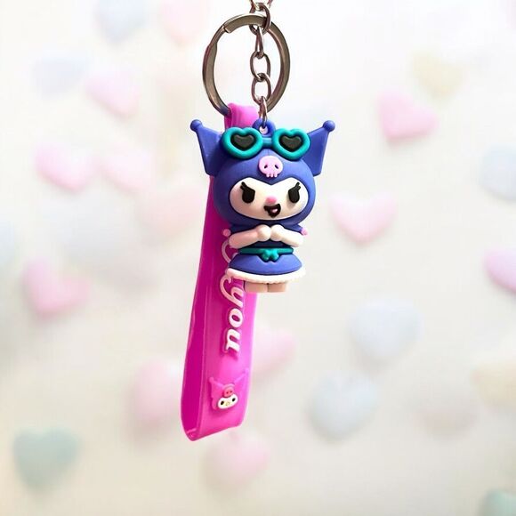 Purple Kuromi Sunglasses Bag Charm Key Chain - Picture 2 of 2